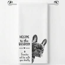 Funny Frenchie Gifts–Upgraded Fabric, Cute French Bulldog Hand Towels For Bathroom Washroom Restroom Decor, French Bulldog Gifts For Women Dog Lover, 16x24 Inch - 升級版棉毛巾 - 法鬥 - 查看 1