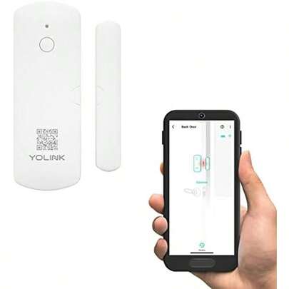 YoLink Sensor de puerta, sensor inalámbrico de 1/4 milla de mayor alcance del mundo inteligente para puerta de ventana y ventana funciona con Alexa IFTTT, sensor inteligente con monitor remoto notificaciones de aplicación recordatorio abierto – YoLink Hub requiere