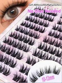 Lvcheryl 100-120pcs/Box 10 Rows Self-Adhesive False Eyelashes, Reusable, No Glue Needed, Waterproof, Natural Look, Suitable For Beginners, Eyelash Clusters, Eyelash Clusters, Individual False Eyelashes, Eyelashes, False Eyelashes - C - View 3