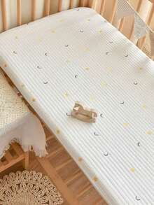 1pc Quilted Embroidered Cherry Baby Crib Mattress Cover, Soft & Breathable Crib Skirt, Suitable For All Year Round, Minimalist Elegant Design, (39.37*23.62)Inch, (47.24*23.62)Inch, (51.96*28.34)Inch - Multicolor - View 8