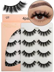 SHIDISHANGPIN 4pairs Pointed Cat Eye False Eyelashes - Black - View 2