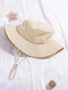 1pc Kids' Solid Color Double-Sided Mesh Breathable Sun Hat, Lightweight Bucket Hat Suitable For Daily Outdoor & Beach Use - A - View 11
