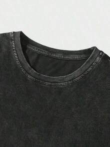 1Pcs,2026,EWH Vintage Washed Rock Tee |      Band Skull Print, Alternative Metal Fans Short - Sleeve,Cheap Clothes,Shirts Graphic,T Shirt Men DG004 - 黑5 - 查看 3