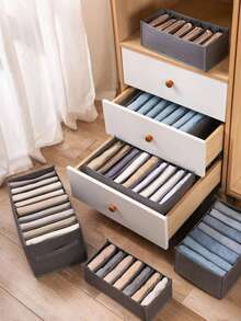 1个7/9格可折叠收纳袋，多功能衣柜整理袋，带提手，网状袋 - 灰色 - 查看 4