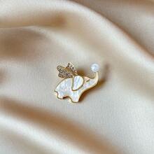 1pc Casual Zinc Alloy Small Elephant Brooch, Suitable For Women To Wear Everyday In Spring, Summer, Autumn And Winter - Gold - View 3
