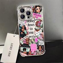 1pcs Money & Luxury Quote Phone Case Compatible with Apple Phone17 16 15 14 13 12 11 ProMax Antidrop Phone Case, Camera Protection Phone Case, Funky, Personality, Popular, Fashion, Exquisite, Can Be Given To Friends, You Can Give It To Yourself - Plateado - Ver 4