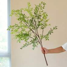 1株人造卫矛植物，人造植物茎，人造植物枝条带叶，花瓶填充物，婚礼绿植装饰 - 綠色 - 查看 3