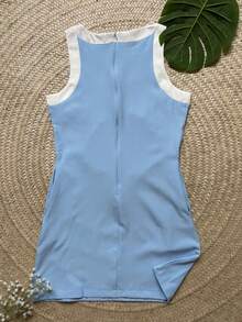 Women's Short Dress - 淺藍色 - 查看 2