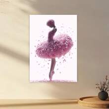 2D Flat, 1pc Framed Canvas Wall Art - Pink Floral Ballerina Dance Scene, Modern Classic Style 2D Flat  With Vibrant Colors, Indoor Home Decor For Living Room, Bedroom, Office, Cafe, Perfect Gift For Birthdays, Holidays, Parties, Cafe Decoration, Contemporary Artwork, Decorative Print, Party Decoration, Durable Artwork, Interior Designers, 2D Flat - Đã đóng khung - Xem 3