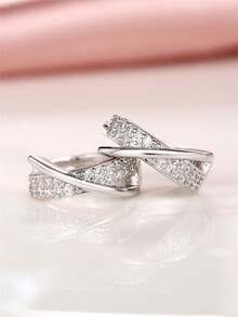 1 Đôi bông tai vòng thanh lịch đính đá Cubic Zirconia dành cho thiếu nữ, thích hợp để trang trí hàng ngày, dự tiệc hoặc làm quà tặng sinh nhật. - Bạc - Xem 4
