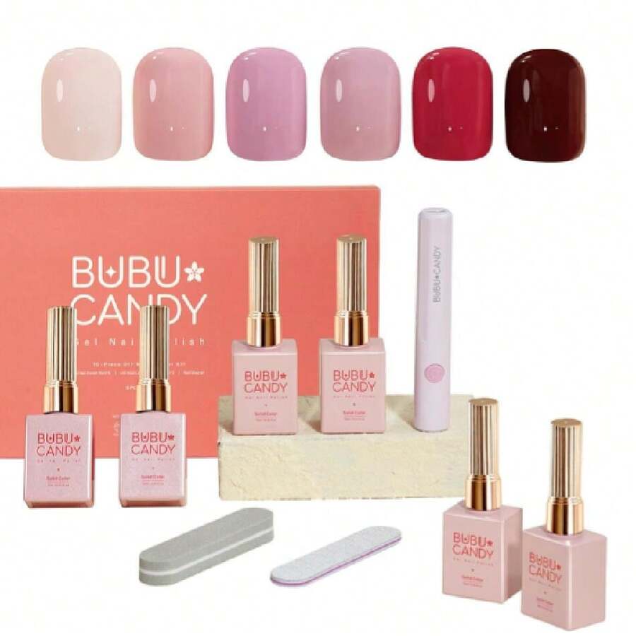 Gel Nail Polish Set Rose Coast 6 Pcs 15ml-With LED  & Rubbing Strips , HEMA & TPO Free, DIY Manicure Kit With Glossy & Matte Finishes, Christmas New Year Gift For Women,37984171 - 淡紫色 - 查看 1
