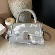[Nueva]Bolso de hombro para mujer de piel de cocodrilo elegante y moderno bolso de reloj de arena cruzado pequeño bolso cuadrado para el otoño e invierno - PU plata - Ver 4