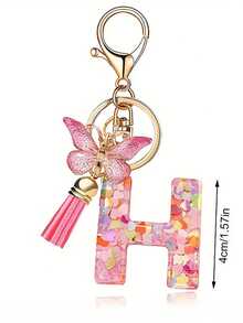 1pc Creative 26 English Alphabet Letter Keychain, Children Backpack Accessory, Butterfly Letter Pendant Keychain For Girls - Multicolor - View 18