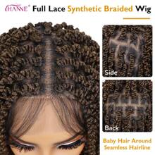 Braided Twisted Wigs For Black Women Double Full Lace Box Braided Twist Wigs Synthetic Glueless Braid Wig With  Hair Tight Twists Coils 24 Inch (1B/30, Twisted-24),38059039 - 綠色 - 查看 5