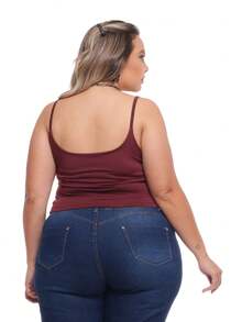 TOP Cropped Feminina Suflex Strap PLUS SIZE - Burdeos - Ver 2