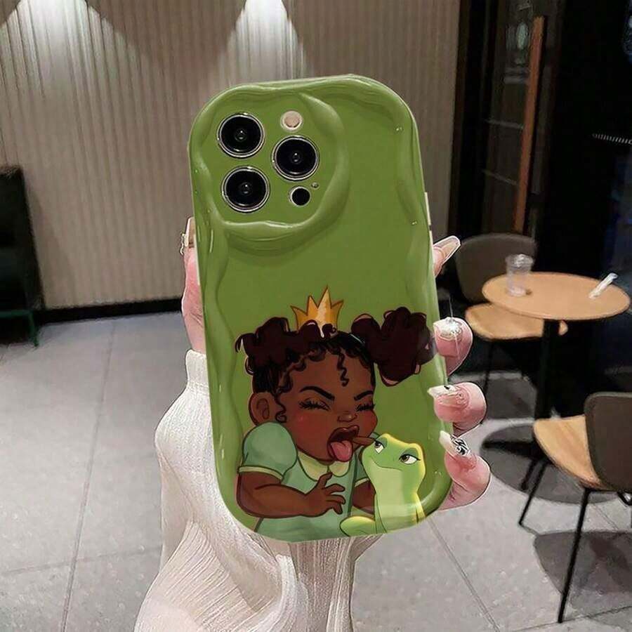 Princess And The Frog 3D Wave Edge Phone Case For IPhone 17 Air/16 15 14 13 12 Pro Max/17 16 15 14 Plus/13 12 11 Pro/X/Xs Max Shockproof Protective Case Thickened Full Edge Soft Case Holiday Birthday Gift - 款式1(1件) - 查看 1