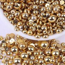 3000PCS Flatback Pearls For Crafting, 100G Mixed Sizes 4/5/6/8/10/12 Gold Half Round Pearls For Crafts Faux Flat Back Beads For Nail Face Art Tumbler Mugs Wedding Home Dration,38034378 - 金色 - 查看 2