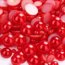 3000PCS Flatback Pearls For Crafting, 100G Mixed Sizes 4/5/6/8/10/12 Red Half Round Pearls For Crafts Faux Flat Back Beads For Nail Face Art Tumbler Shoes Mugs  Wedding Home Dration,38034373 - 紅色 - 查看 1