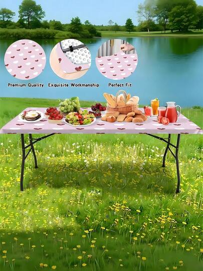 1 Juego de Mantel Rectangular Rosa para el Día de San Valentín, Mantel Elástico que se Ajusta a una Mesa Rectangular Larga de 6 pies, Decoración del Día de San Valentín, Mantel para Fiesta, Diseño con Patrón de Corazones, Adecuado para Uso Doméstico, Decoración del Día de San Valentín, Decoración con Corazones, Decoración del Hogar, Se Adapta a Mesas Plegables, Picnic, Camping, Uso en Exteriores