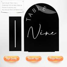 Gold Mirror Arched Wedding Table Numbers With Stands 1-10, 5x7 Inch Acrylic Arch Sign With Holder, Table Number 1-10, 5"X7") (DM9102) - Black White Font - View 3