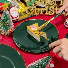 150PCS Clear Silver Plastic Plates & Disposable Silver Plastic Silverware With Glitter Bamboo Handle Cutlery-Baroque Clear Disposable Plates For Wedding & Easter Day & Mother's Day-TrugenixYSN1B - 綠色 - 查看 11