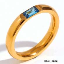 VKHK 1 pieza Anillo individual decorado con circonita de color chapado en oro de 18K vintage de acero inoxidable, adecuado para mujer como regalo de boda - anillo de diamantes - Ver 5