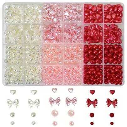 750pcs White Heart-Shaped Acrylic Beads, Size 6-20mm, Suitable For DIY Jewelry Making, Phone Charms And Crafts Decoration