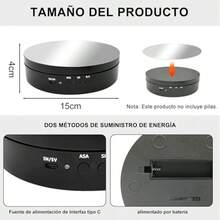 Base Giratoria para Figuras, Exhibidor Giratorio con Espejo, 3 Velocidades / 4 ngulos de Rotacin Ajustables. Base Giratoria, para Exhibicin de Joyas, Productos de Fotografa, Modelos 3D. - negro11 - Ver 8