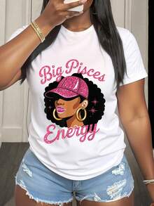 Big Pisces Energy Women Graphic Shirt With Zodiac Design And Pink Cap Artwork For Astrology Lovers And Star Sign Enthusiasts Casual Wear For Everyday Outfits And Special Occasions - Trắng 5 - Xem 1