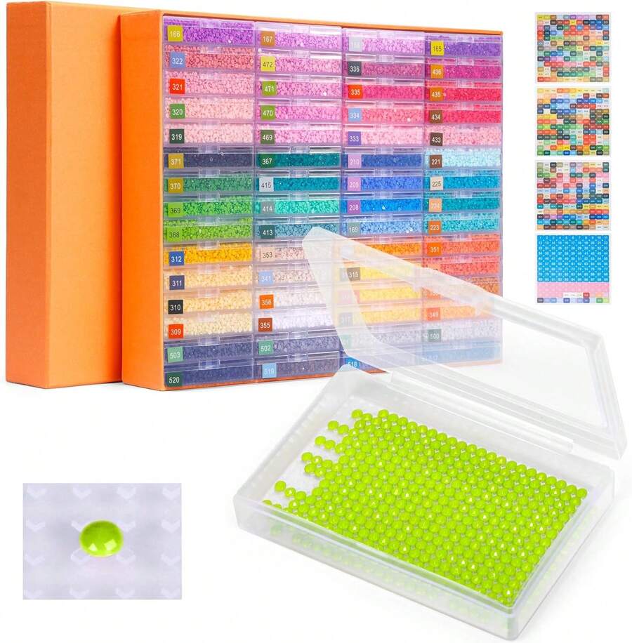 60 PCS Diamond Art Storage Tra For Diamonds Storage & Line-Up, 2-In-1 DiamondPaintingStorage For Diamond Art Crafters, Diamond Art Convex Bottom Design, Diamond Painting Accessories,37987820 - Màu xanh Bạc hà - Xem 1