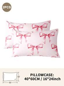 1pc/2pcs/4pcs Polyester Cute Bow Pattern Pillowcase (Pillow Insert Not Included), Soft & Comfortable, Suitable For All Seasons - Multicolor - View 16