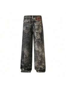 Jeans de estilo americano gris y negro, pantalones versátiles sueltos y rectos para hombres, otoño invierno 2025 - Gris Oscuro - Ver 2