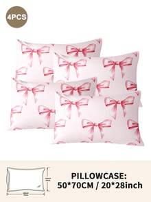 1pc/2pcs/4pcs Polyester Cute Bow Pattern Pillowcase (Pillow Insert Not Included), Soft & Comfortable, Suitable For All Seasons - Multicolor - View 29