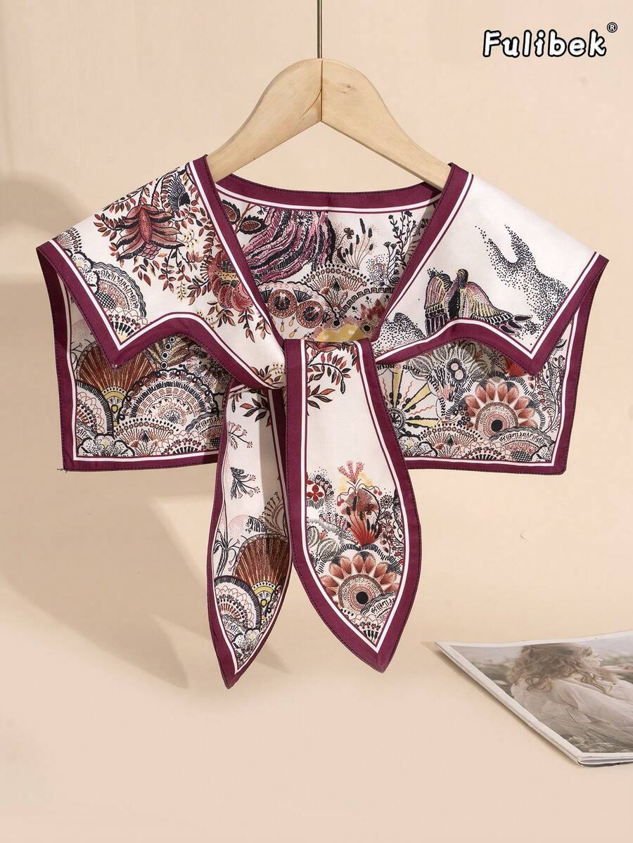 1pc Vintage Oil Painting Print Detachable Collar, Suitable For Everyday Wear, Spring/Summer - Multicolor - View 1