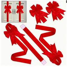 8pcs New Year/Valentine's Day Bow Decorations, Red Faux Linen Ribbon, Suitable For New Year, Valentine's Day, Holiday Decoration DIY Bows, Great For Bedroom, Window, Outdoor And Party Decor - Multicolor - View 1