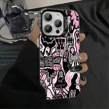1pcs Funky Cartoon Graffiti Phone Case Compatible with Apple Phone 17ProMax 16 15 14 13 12 11ProMax Pro Xs Max XS X 7plus 8plus Silicone Shock Proof Vintage Quirky Cute Funny You Can Give It To Yourself Can Be Given To Friends - Negro - Ver 5