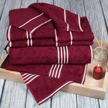 OpenHILavish Home 67-0022-BU Towel Set Rio, Burgundy, 8 Piece - borgoña+mediana - Ver 3