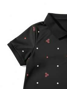 1件女童休闲运动风Polo衫连衣裙 - 黑色 - 查看 3