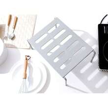 1 pieza Estantería de almacenamiento expandible, Estante divisor de gabinete, Estantería para especias de cocina, Almacenamiento de cocina que ahorra espacio, Adecuado para gabinete, armario, organización de cocina - Blanco - Ver 9