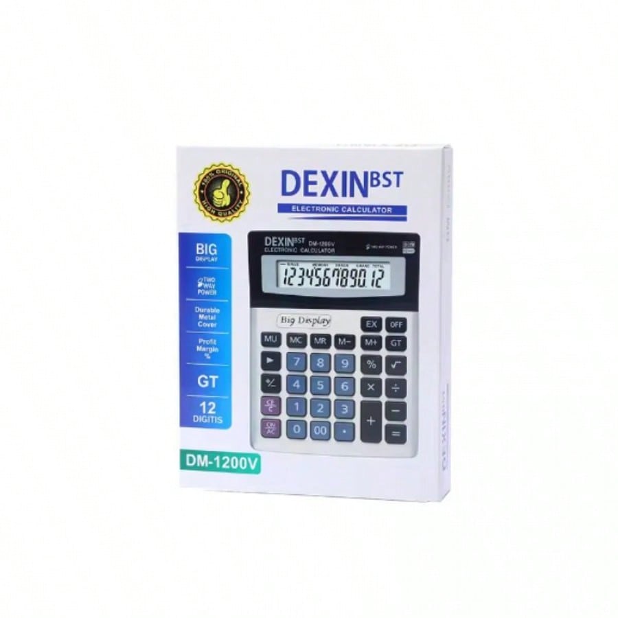 Calculadora de Escritorio 12 Digitos Pantalla Grande Cubierta Metalica Doble Energia