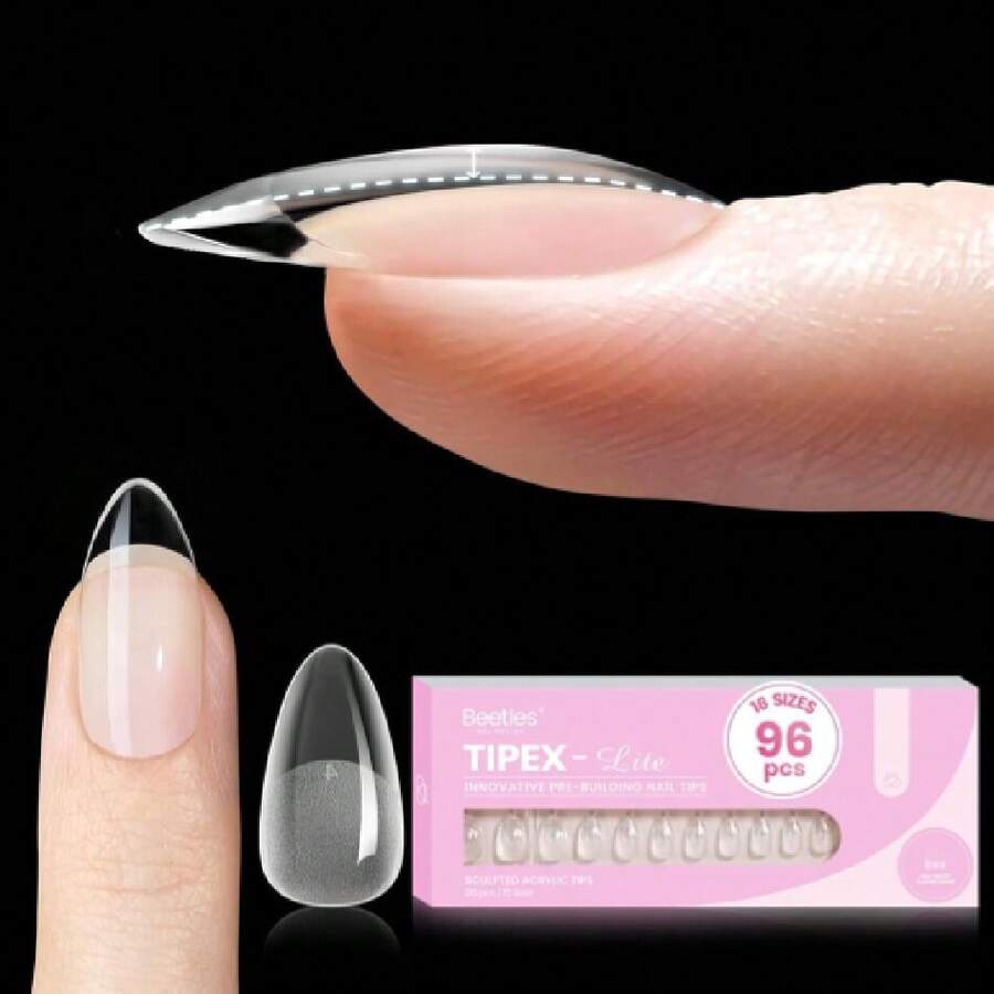 Beetles Tipex Lite Apex Nail Tips,Almond Short, 96pcs 16 Sizes,Nail Supplies Nail Stuff Nail Stuff Nail Tech Supplies Pre-Building Pre-Etched Acrylic Nail Tips For Flat Nails & Natural Nail Beds,37984266 - 深灰色 - 查看 1