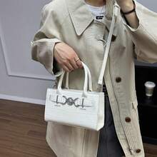 [Oferta exclusiva]Bolso de hombro para mujer elegante y de moda bolso pequeño cuadrado con diseño de piedra bolso Kelly mismo estilo que la actriz bolso de hombro cruzado - Blanco - Ver 3