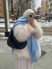 1件装女士秋冬新款毛绒流苏围巾，保暖舒适大披肩，防风保暖，适合户外活动，简约百搭，日常穿着