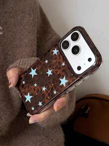 Ốp điện thoại 16 inch họa tiết ngôi sao trắng sữa, ốp lưng cao cấp mới 17 Pro Max 15 inch kèm dây đeo 14 inch phong cách Hàn Quốc Thu/Đông 13 inch tối giản sáng tạo 16 Pro Niche dành cho nữ, ốp bảo vệ kiểu Ins - màu nâu - Xem 6