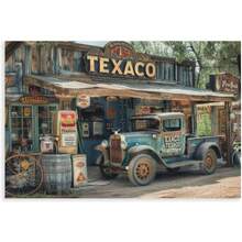Vintage Texaco Gas Station Print, Rustic Old Truck Wall Art, Retro Garage Decor, Classic Americana Photography, Man Cave, Texas Art Unframe-style xinch(xcm)cuadros decorativos para sala,poster,con marco,posters,cuadros para la pared ,marcos para cuadros,cuadro,virgen de guadalupe,salas - transparente - Ver 1