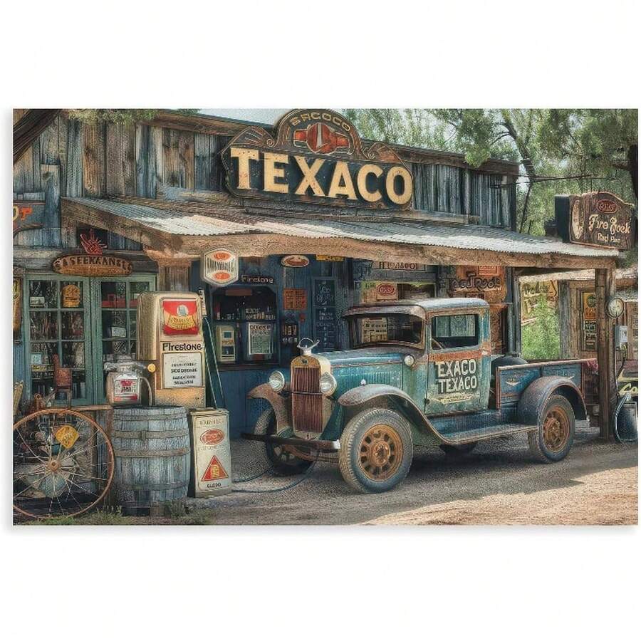 Vintage Texaco Gas Station Print, Rustic Old Truck Wall Art, Retro Garage Decor, Classic Americana Photography, Man Cave, Texas Art Unframe-style xinch(xcm)cuadros decorativos para sala,poster,con marco,posters,cuadros para la pared ,marcos para cuadros,cuadro,virgen de guadalupe,salas - transparente - Ver 1