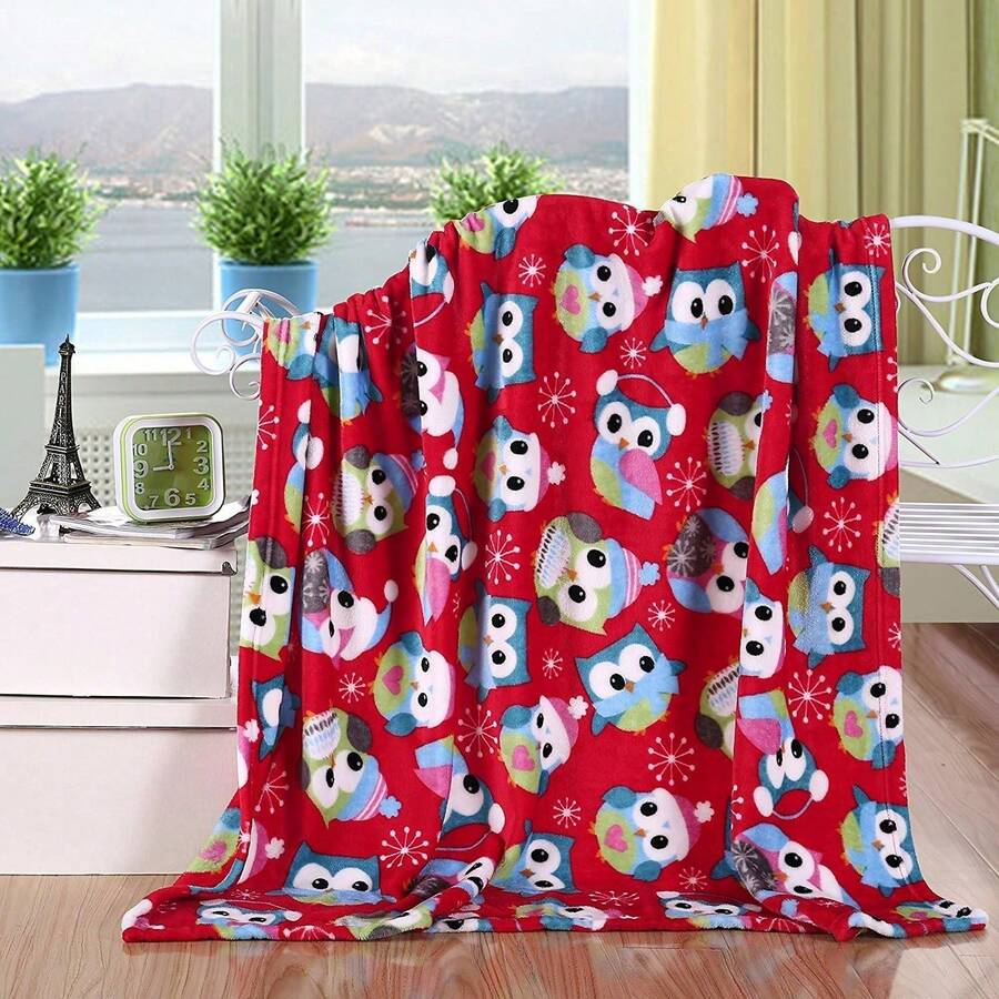 2026 Elegant Comfort Velvet Touch Ultra Plush Christmas Holiday Printed Fleece Throw/Blanket-50 X 60inch, (Reindeer), 50 X 60 Inch (W912) - 聖誕貓頭鷹 - 查看 1