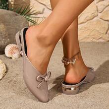 Women's Solid Color Minimalist Elegant Pointed Toe High Heel Shoes, Platform High Heels, Formal Appearance Suitable For Spring/Summer Outdoor Wear, Comfortable Slip-On Pumps - Apricot - View 4