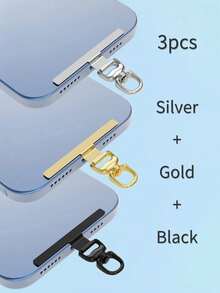 1/2/3 件超薄不锈钢防丢失挂绳贴纸垫 - 不会损坏手机，可更换手机挂绳组件、挂绳连接器 - 經典顏色 - 查看 15