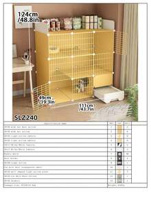 Cat Cage For Home Use, Indoor Small Space Cat Villa, Cat House, Cat Bed, Cat Litter Box All-In-One, Space-Saving